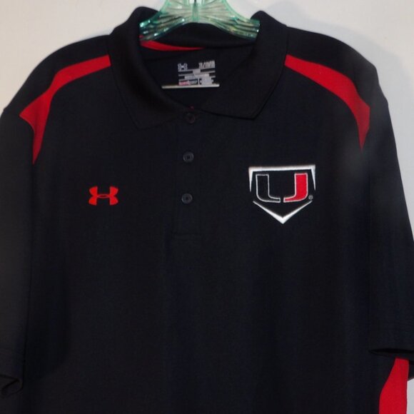 Under Armour Black/Red Polo Shirt Sz XL - Picture 2 of 5